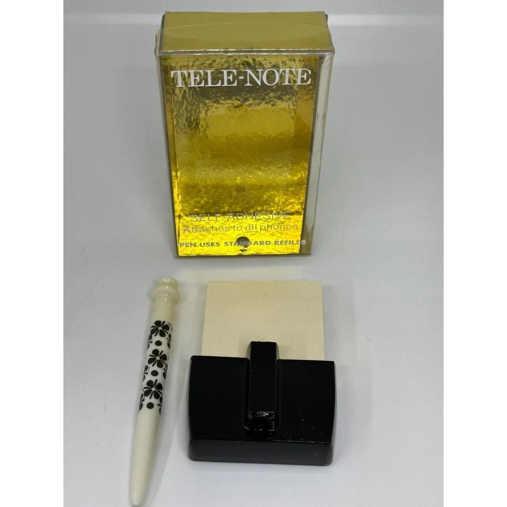 Vintage Tele-Note Self-Adhesive Phone Notepad Holder &‎ Pen Set Boxed Retro